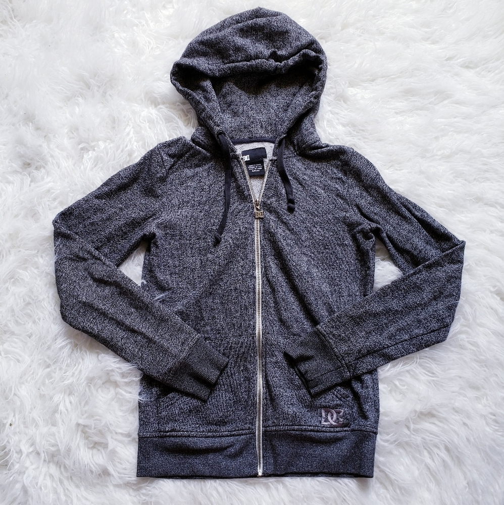 DC Heathered Gray Zip Up Hoodie